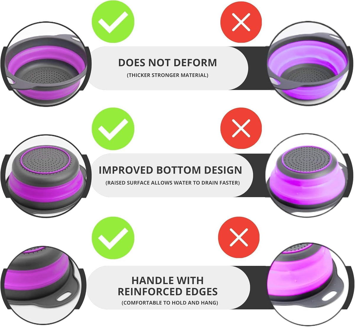 Colador Morado Plegable + Cesta