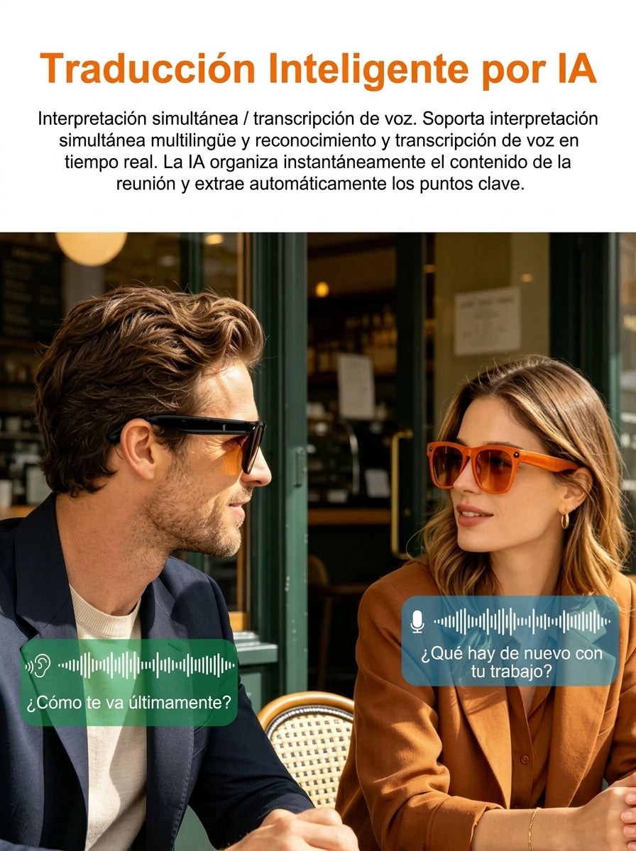 Lentes Inteligentes Lenovo AI – Cámara HD 8K, ChatGPT, Traductor y Bluetooth