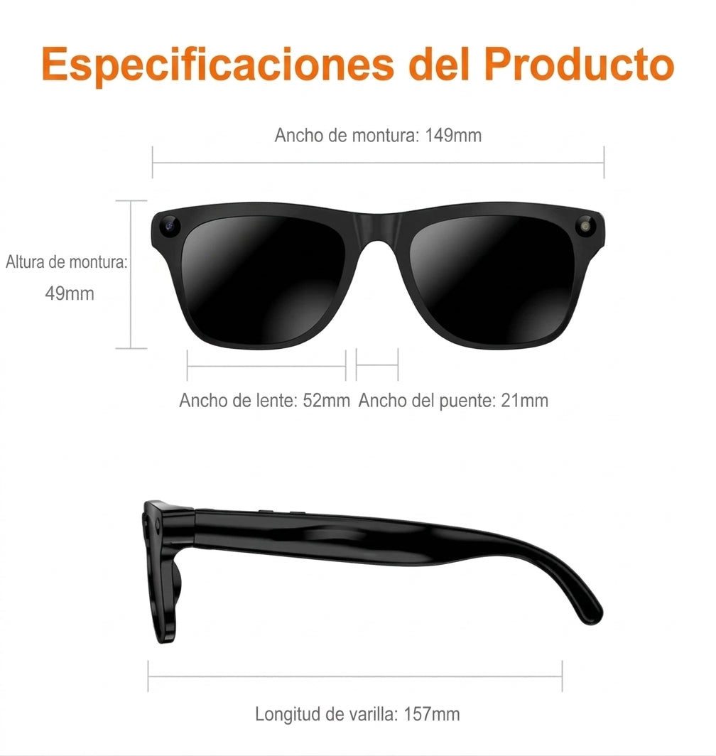 Lentes Inteligentes Lenovo AI – Cámara HD 8K, ChatGPT, Traductor y Bluetooth