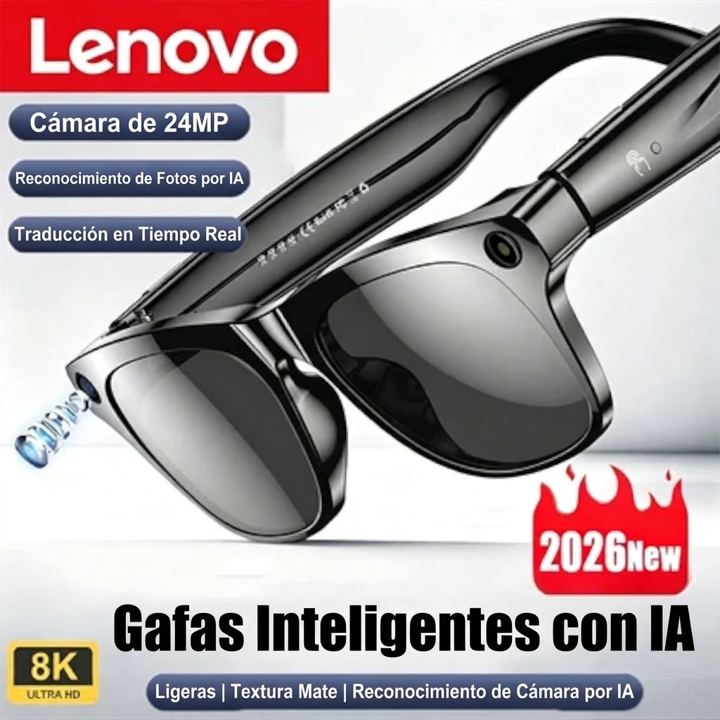 Lentes Inteligentes Lenovo AI – Cámara HD 8K, ChatGPT, Traductor y Bluetooth