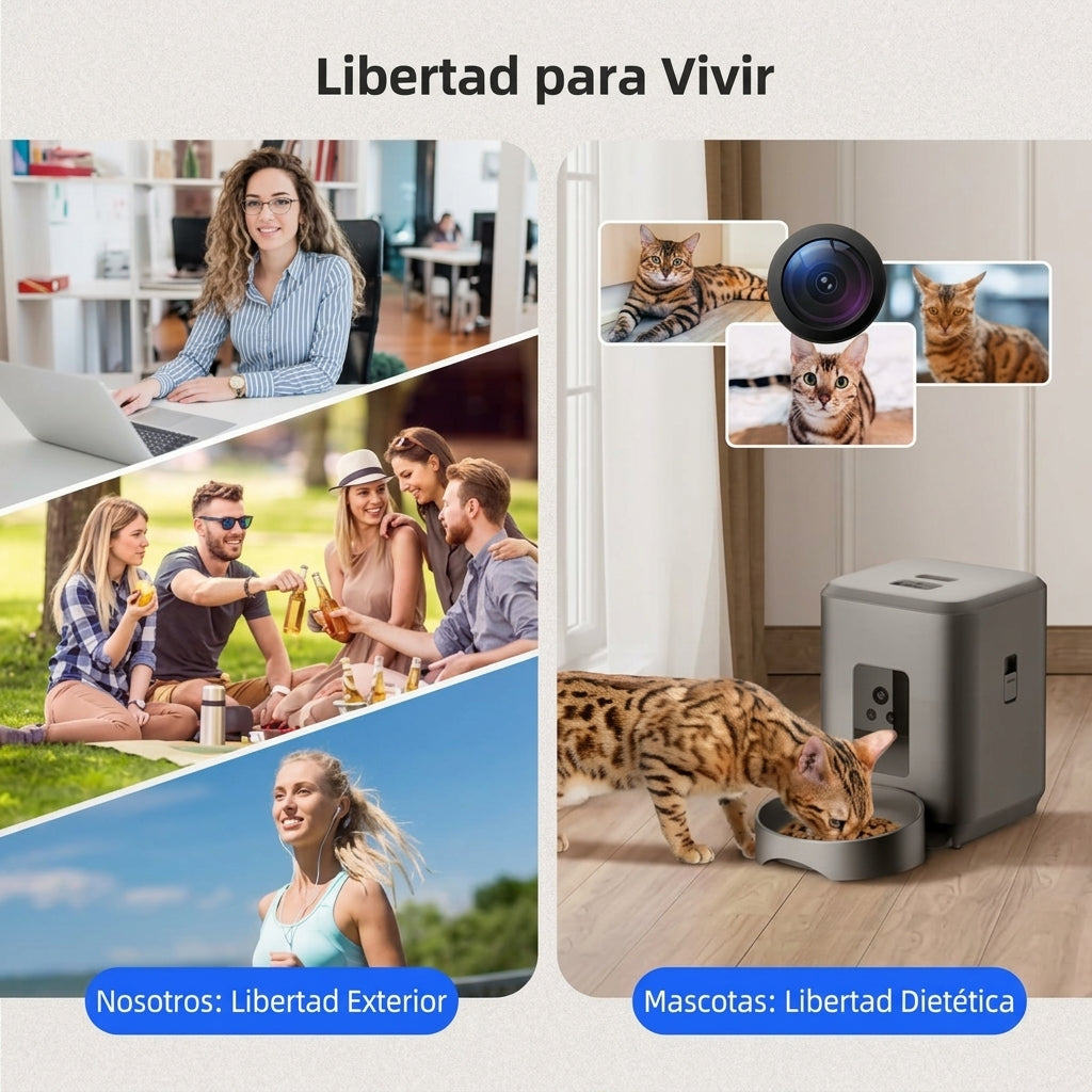 Alimentador Automático Inteligente para Mascotas 2L (Wi-Fi y Cámara HD)