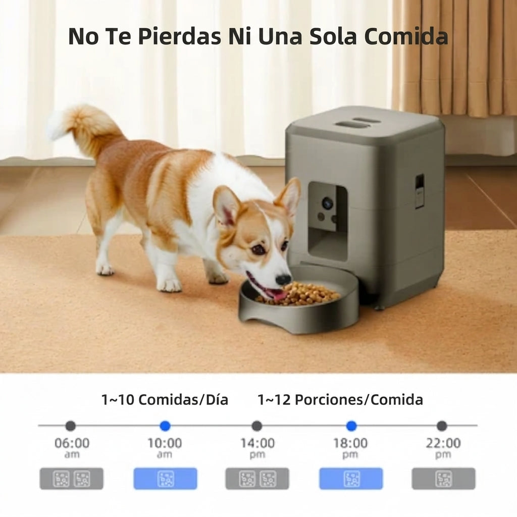 Alimentador Automático Inteligente para Mascotas 2L (Wi-Fi y Cámara HD)