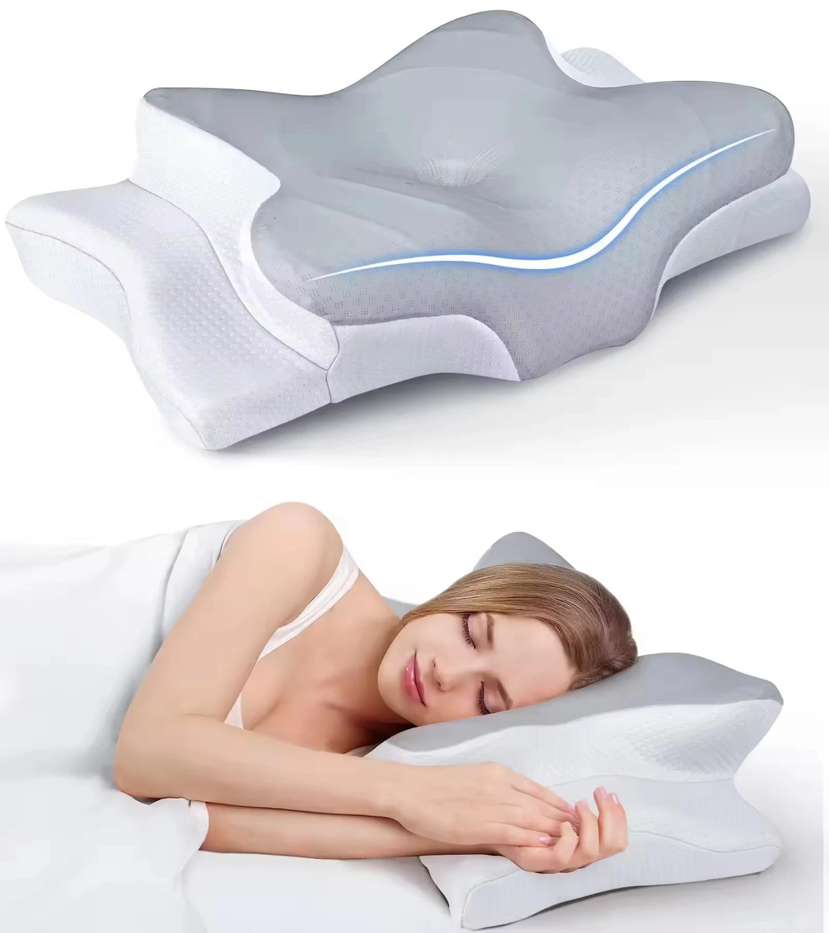 Almohada Cervical Ergonómica de Espuma Viscoelástica (Memory Foam)
