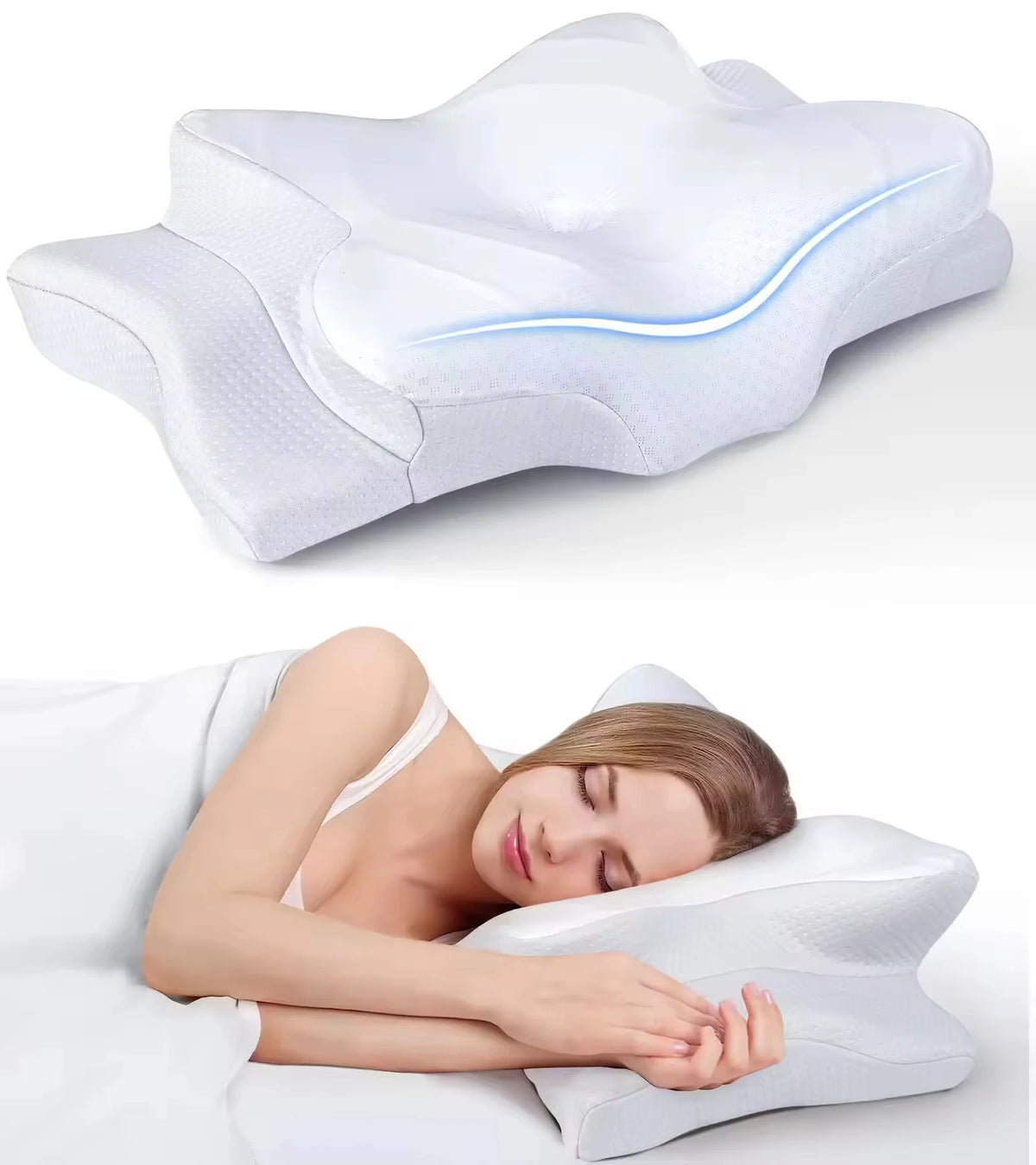 Almohada Cervical Ergonómica de Espuma Viscoelástica (Memory Foam)