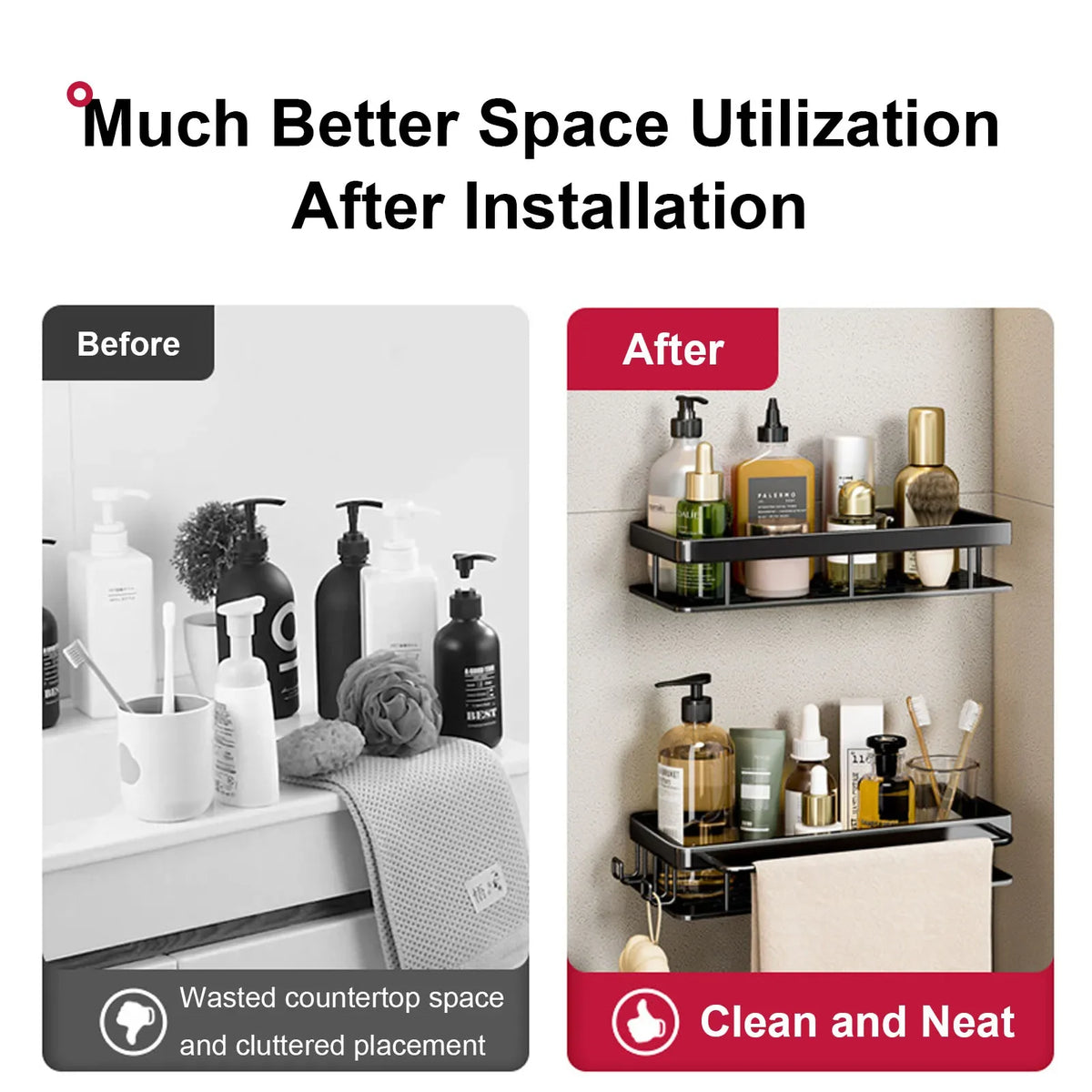 Repisa Organizadora para Baño y Cocina (Instalación Sin Taladro)