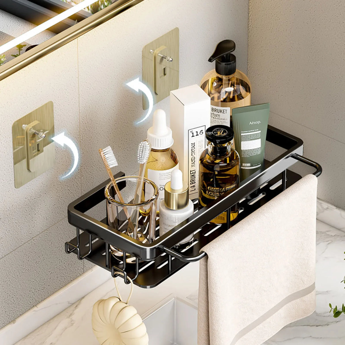 Repisa Organizadora para Baño y Cocina (Instalación Sin Taladro)